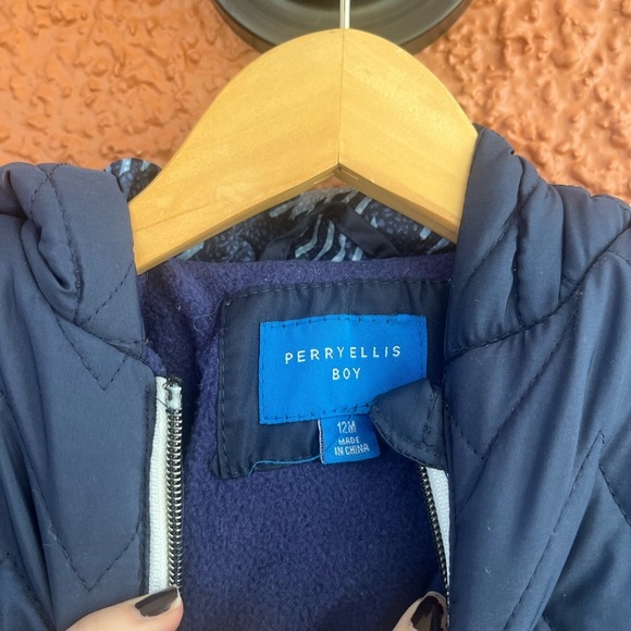 Perry Ellis Boy Quilted Jacket Coat 12 Months Blue Puffer Winter Jacket - Picture 4 of 8